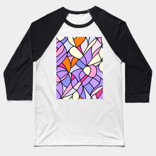 Purple Orange Pastel Abstract Art - Stained Glass Baseball T-Shirt